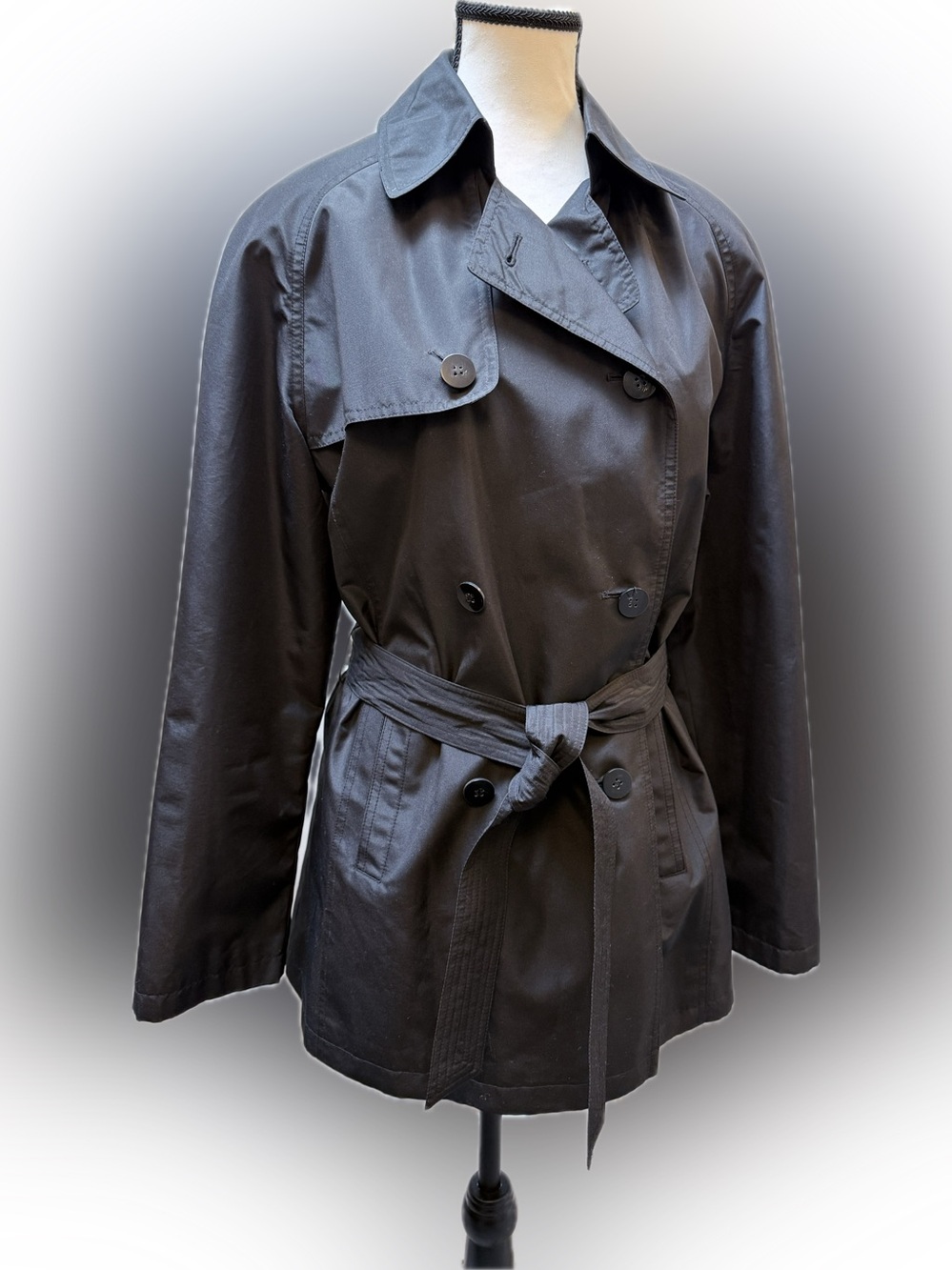 LONDON FOG Emily Black Short Trench Coat